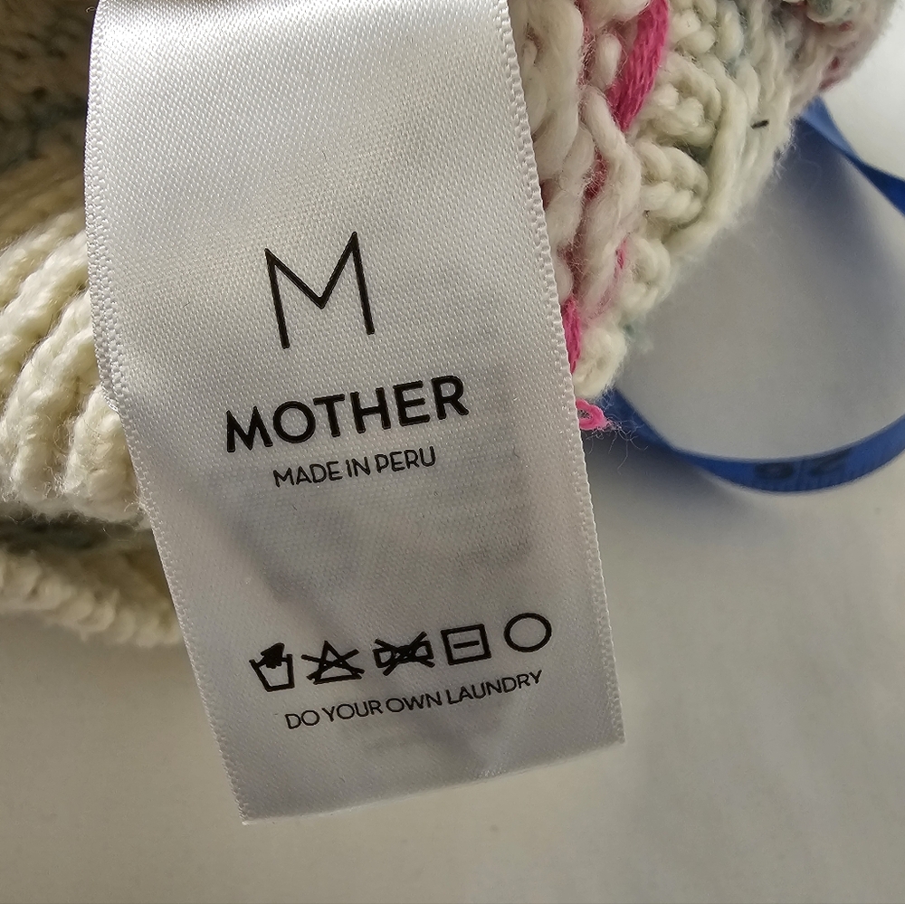MOTHER  NWT Cream Knit Tank with Blue and Pink Design Sz M - Picture 7 of 9